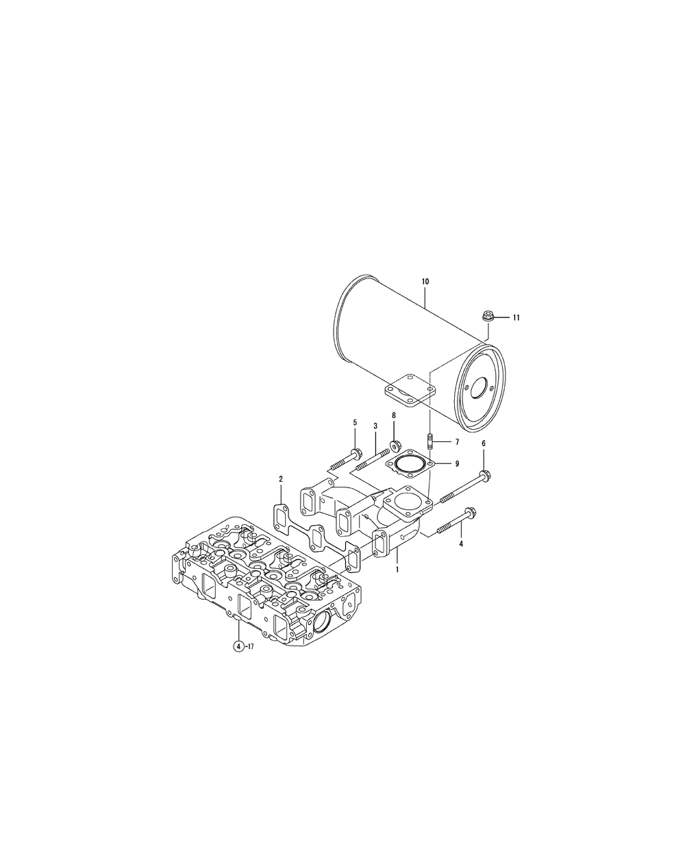 Engine Exhaust Manifold And Muffler Diagram and Parts List for SX3100 54ALB4S727-54ALB4SW727-54ALB4SX727-54ALB4SY727-54ALB4SZ727-54AMB4S727-54AMB4SW727-54AMB4SX727-54AMB4SY727-54AMB4SZ727 Cub Cadet Lawn Tractor